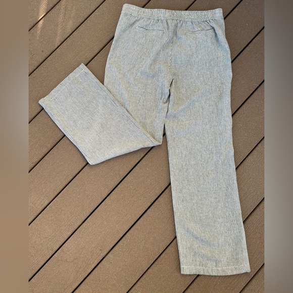 34*.CASLON Linen-Blend Drawstring Waist Stylish Pants White and Black Pinstripe - Picture 11 of 15